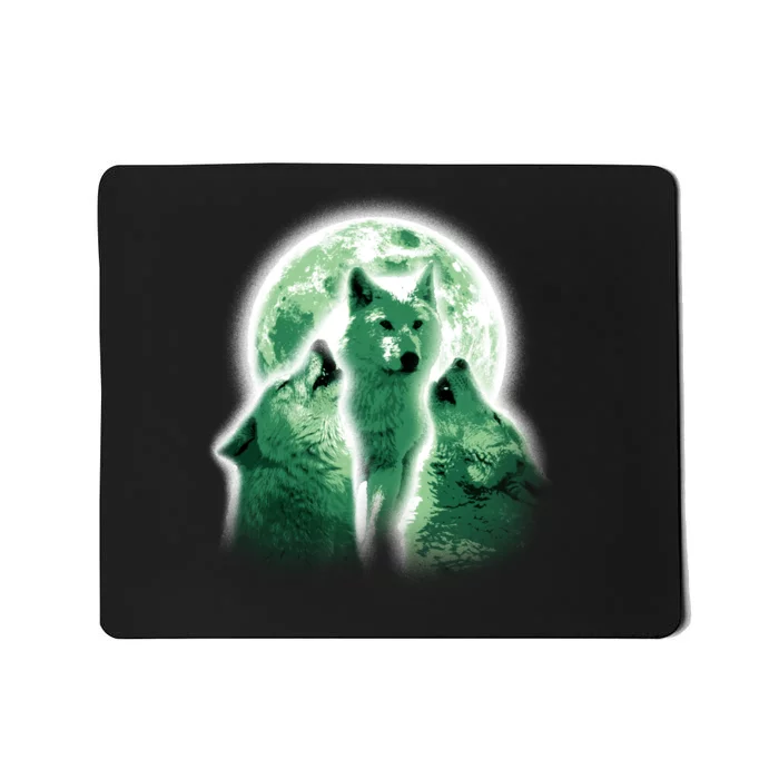 Vintage Three Wolves Moon Design Mousepad