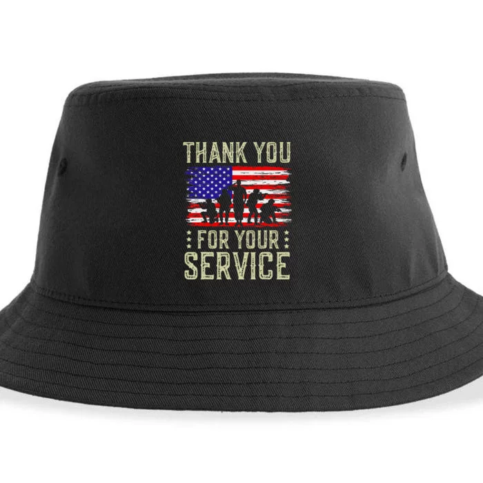 Veteran Thank You For Your Service US Flag Veterans Day Sustainable Bucket Hat