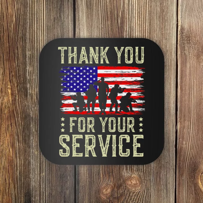 Veteran Thank You For Your Service US Flag Veterans Day Coaster