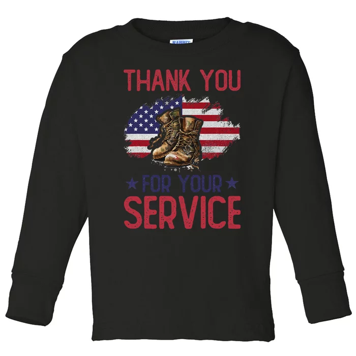 Veteran Thank You For Your Service Funny Veteran's Day USA Toddler Long Sleeve Shirt