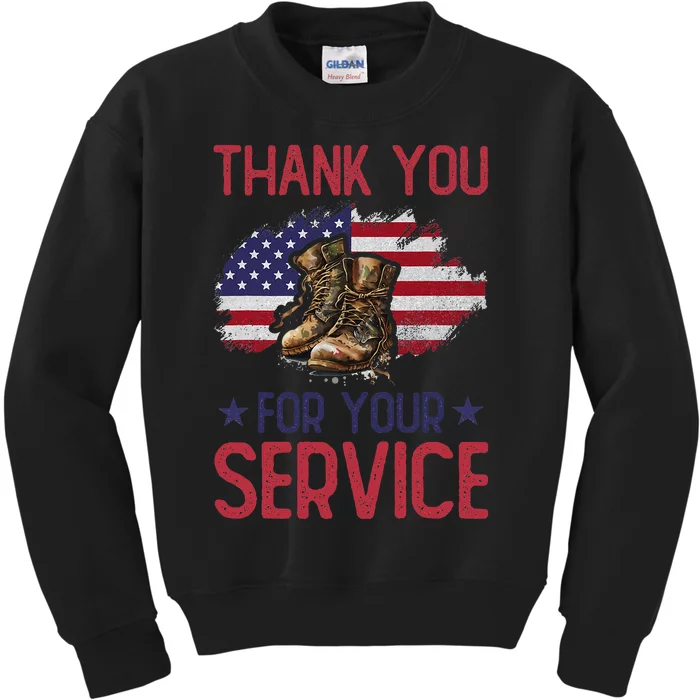 Veteran Thank You For Your Service Funny Veteran's Day USA Kids Sweatshirt