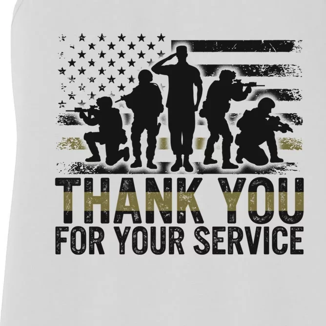 Veteran Thank You For Your Service Veterans Day Appreciation Meaningful Gift Women's Racerback Tank