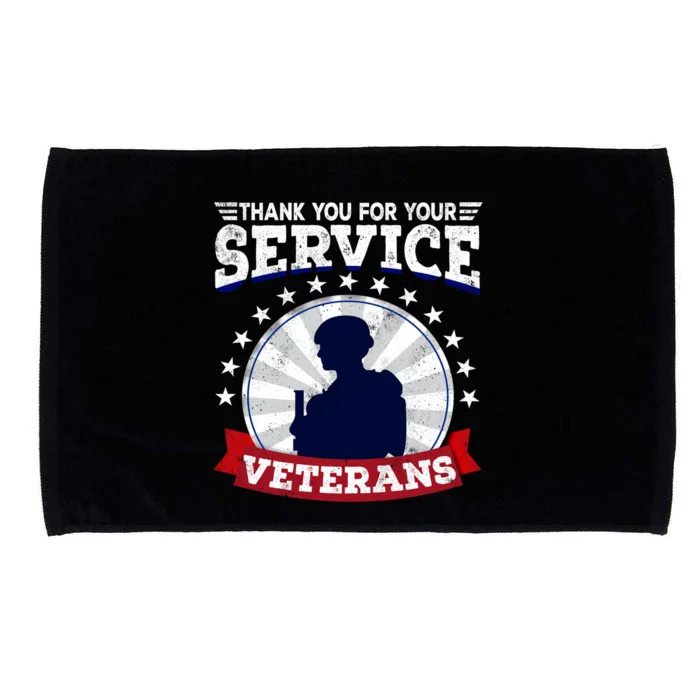 Vintage Thank You For Your Service Veterans Gift Microfiber Hand Towel