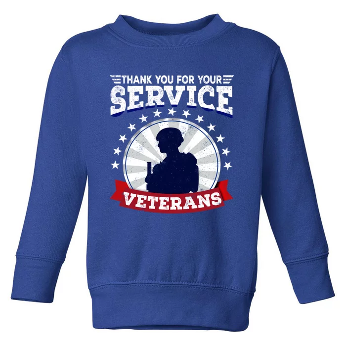 Vintage Thank You For Your Service Veterans Gift Toddler Sweatshirt