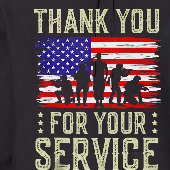 Veteran Thank You For Your Service US Flag Veterans Day Gift Premium Hoodie