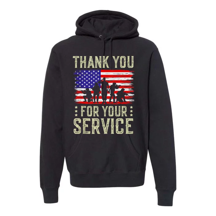 Veteran Thank You For Your Service US Flag Veterans Day Gift Premium Hoodie