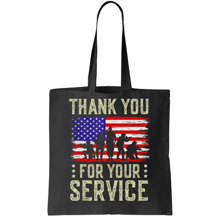 Veteran Thank You For Your Service US Flag Veterans Day Gift Tote Bag