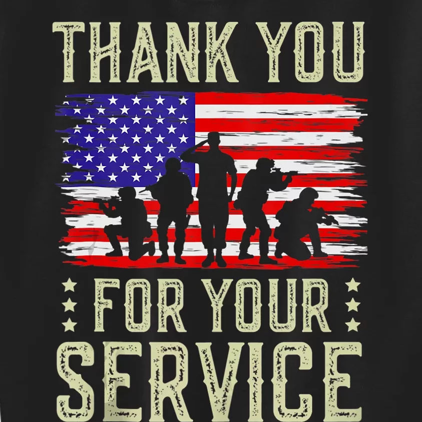 Veteran Thank You For Your Service US Flag Veterans Day Gift Kids Sweatshirt