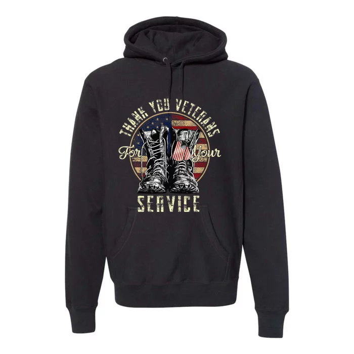 vintage Thank you Veterans For Your Service Premium Hoodie