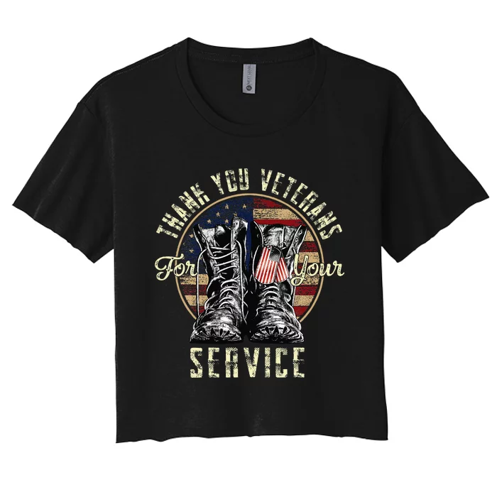 vintage Thank you Veterans For Your Service Women's Crop Top Tee