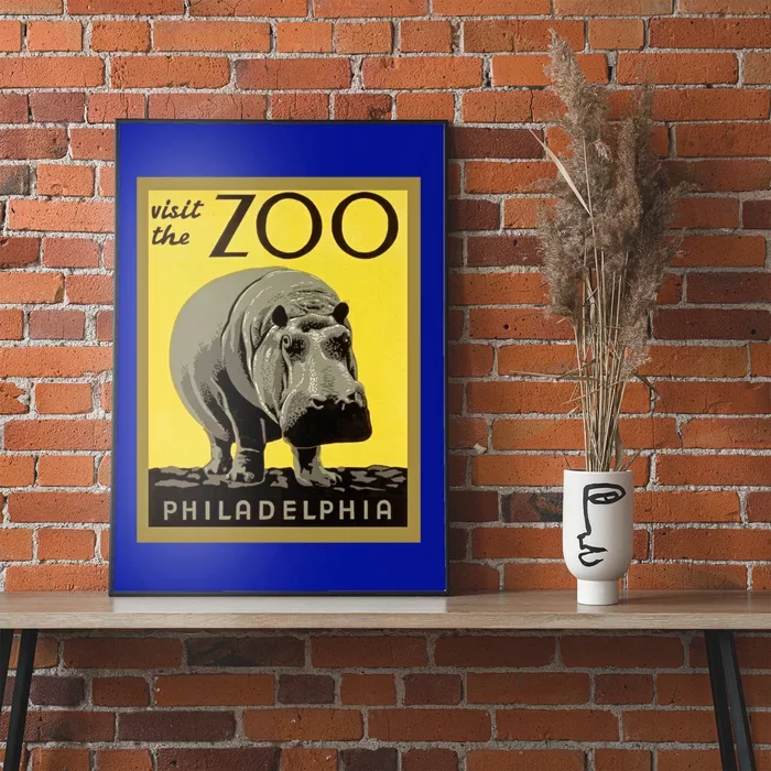 Visit The Zoo Philadelphia Retro Vintage Hippopotamus Hippo Gift Poster