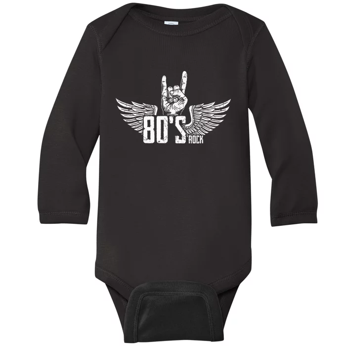 Vintage Usa 80 S Style Rock Concert Poster 80s Rock Band Baby Long Sleeve Bodysuit