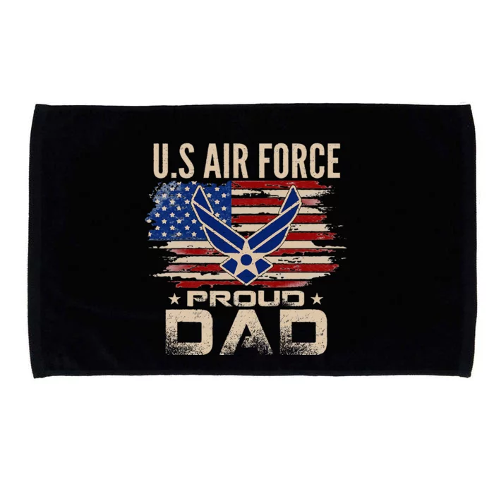 Vintage U.S Air Force Proud Dad With American Flag Microfiber Hand Towel