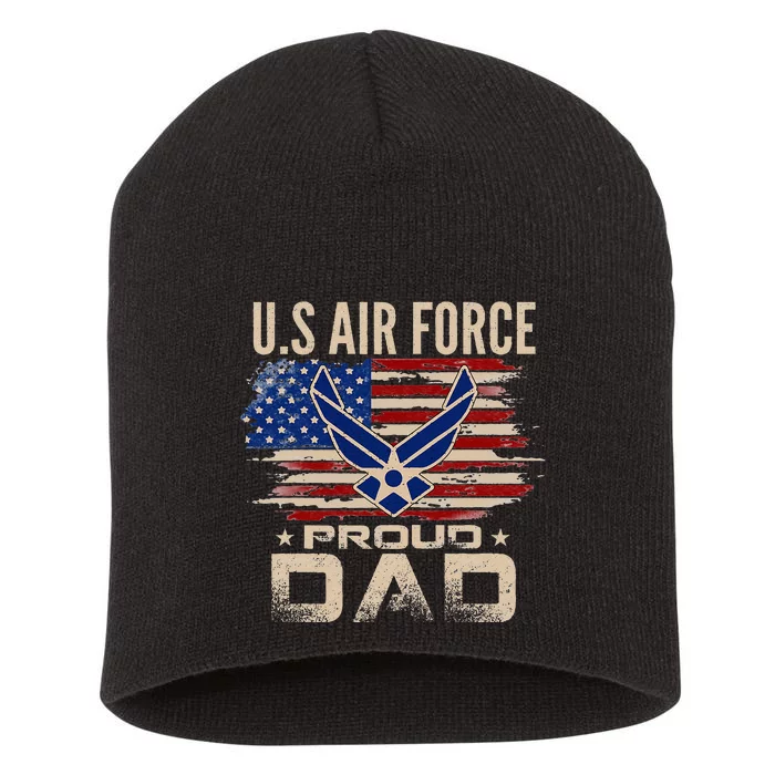 Vintage U.S Air Force Proud Dad With American Flag Short Acrylic Beanie