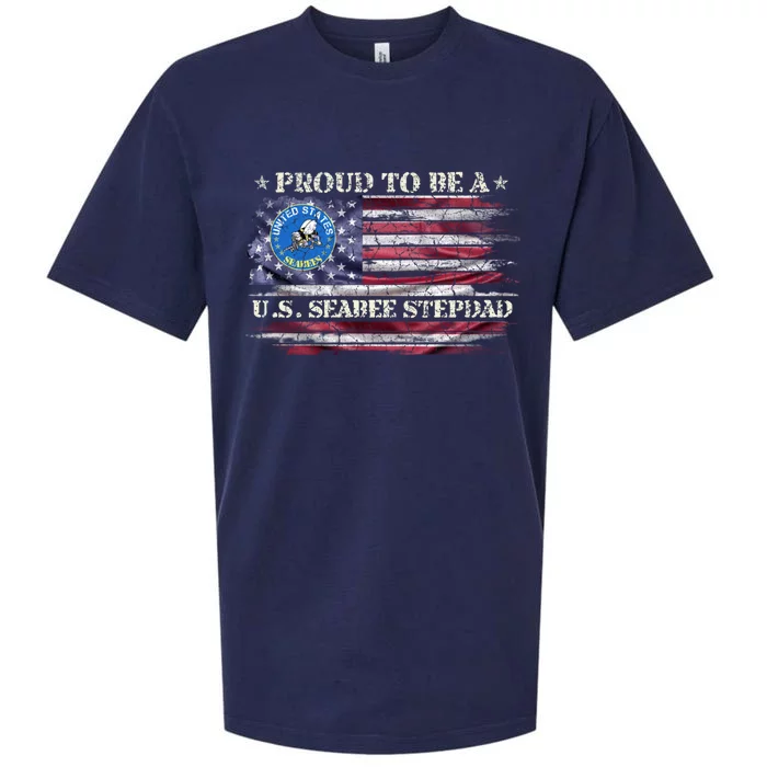 Vintage Usa American Flag Proud To Be A Us Seabee Stepdad Meaningful Gift Sueded Cloud Jersey T-Shirt