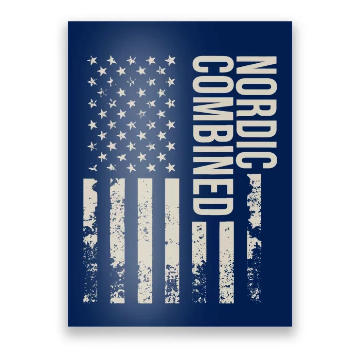 Vintage US American Flag Nordic Combined Poster