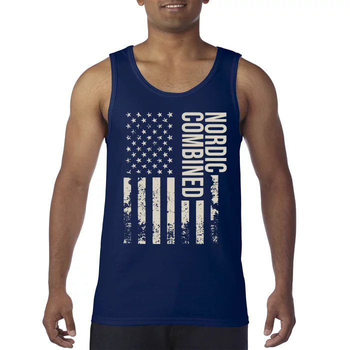 Vintage US American Flag Nordic Combined Tank Top