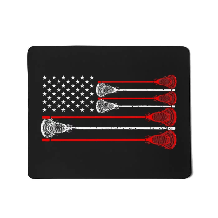 Vintage Usa American Flag Lacrosse Player Lover Patriotic Mousepad