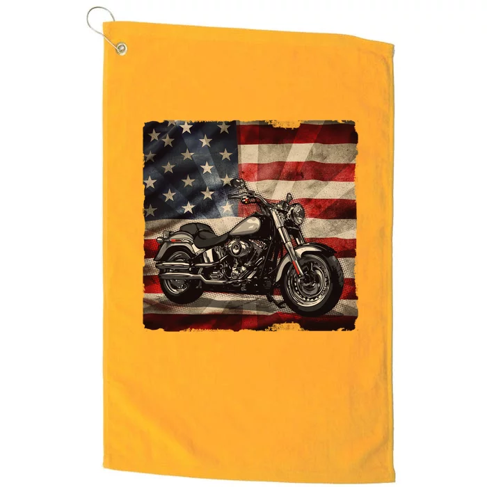 Vintage USA American Flag Motorcycle Biker Platinum Collection Golf Towel