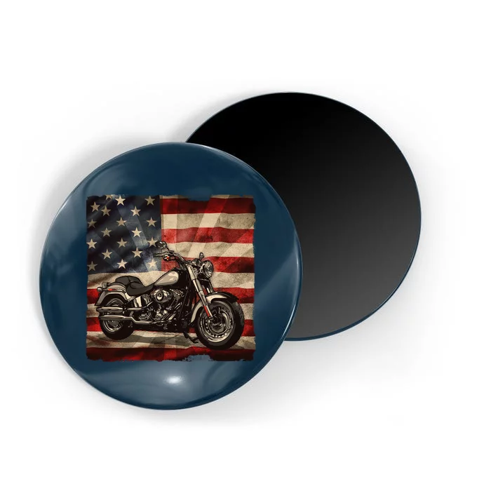 Vintage USA American Flag Motorcycle Biker Magnet