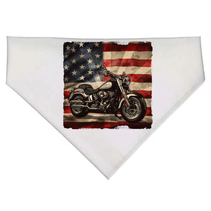 Vintage USA American Flag Motorcycle Biker USA-Made Doggie Bandana