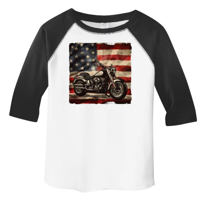 Vintage USA American Flag Motorcycle Biker Toddler Fine Jersey T-Shirt