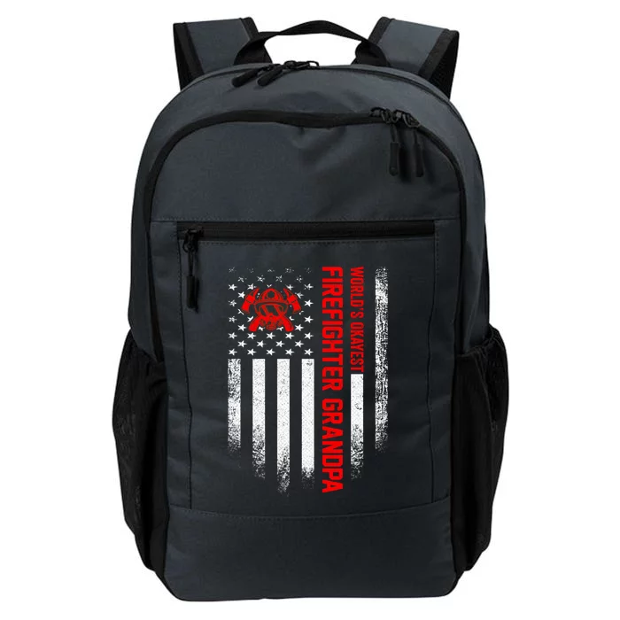 Vintage Us American Flag Worlds Okayest Firefighter Grandpa Gift Daily Commute Backpack