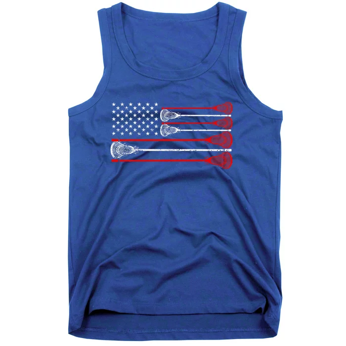 Vintage Usa American Flag Lacrosse Player Tank Top