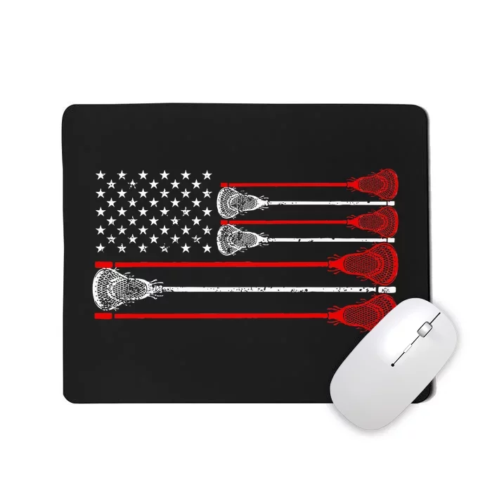 Vintage Usa American Flag Lacrosse Player Mousepad