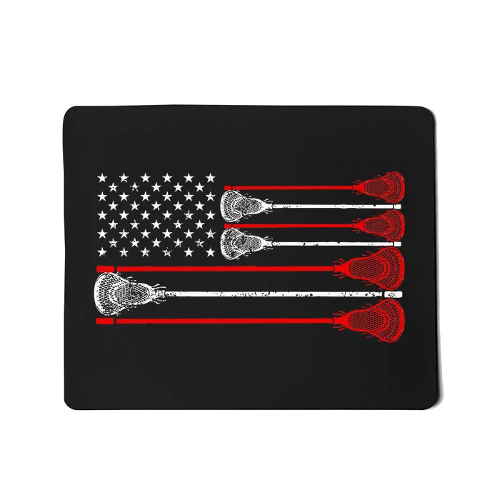 Vintage Usa American Flag Lacrosse Player Mousepad