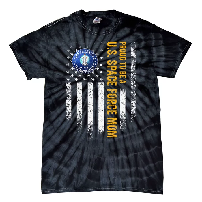 Vintage Usa American Flag Proud To Be A Us Space Force Mom Tie-Dye T-Shirt