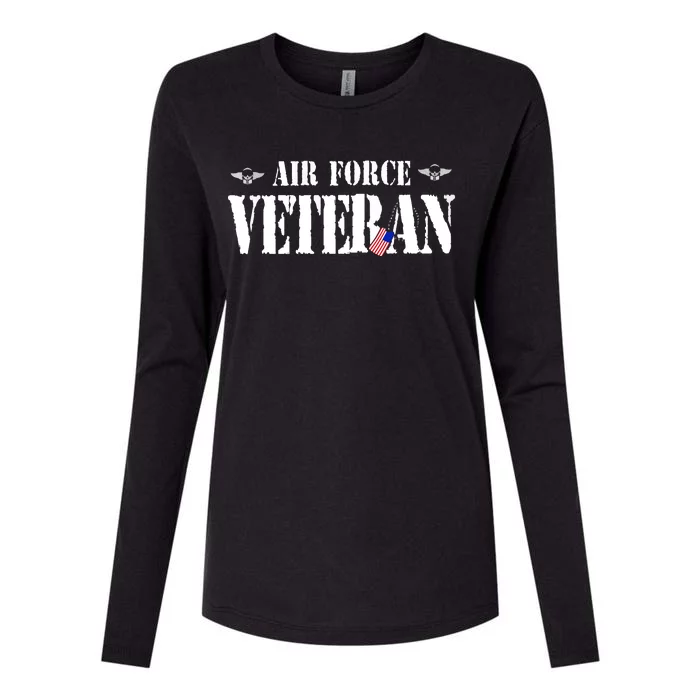 Veteran US Air Force American Flag Veterans Womens Cotton Relaxed Long Sleeve T-Shirt