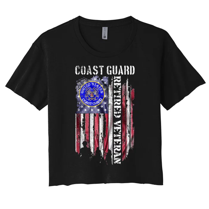 Vintage Usa American Flag Coast Guard Women's Crop Top Tee