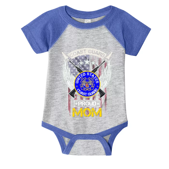 Vintage Usa American Flag Us Coast Guard Proud Veteran Mom Cute Gift Infant Baby Jersey Bodysuit