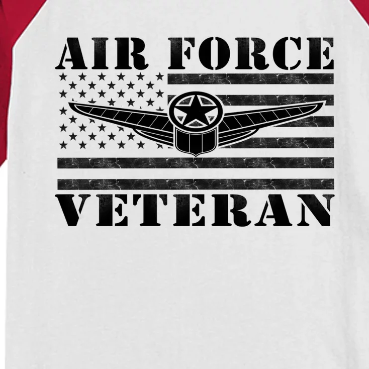 Veteran Us Air Force Gift American Flag Veterans Top Meaningful Gift Kids Colorblock Raglan Jersey