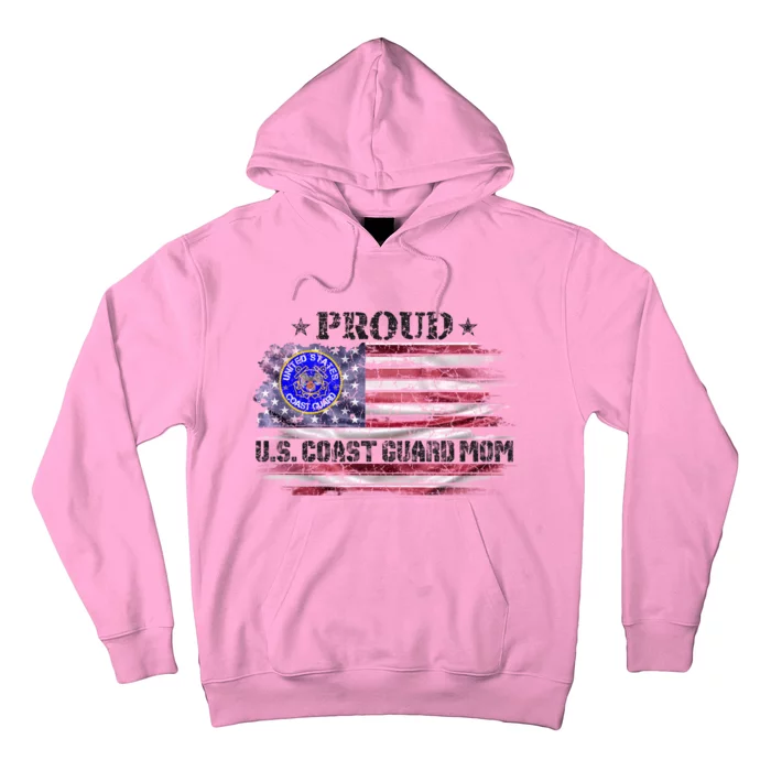 Vintage Usa American Flag Proud Us Coast Guard Veteran Mom Funny Gift Hoodie