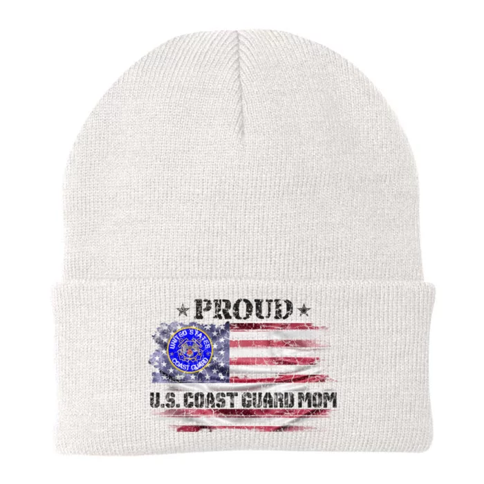 Vintage Usa American Flag Proud Us Coast Guard Veteran Mom Funny Gift Knit Cap Winter Beanie