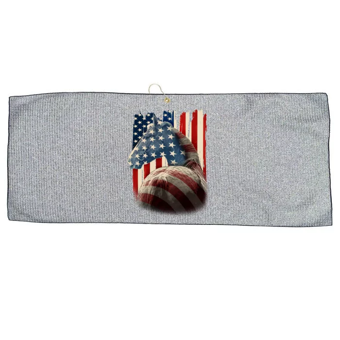 Vintage USA American Flag Horse Large Microfiber Waffle Golf Towel