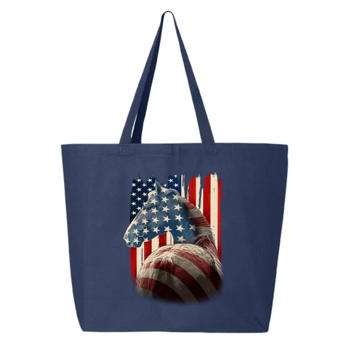 Vintage USA American Flag Horse 25L Jumbo Tote