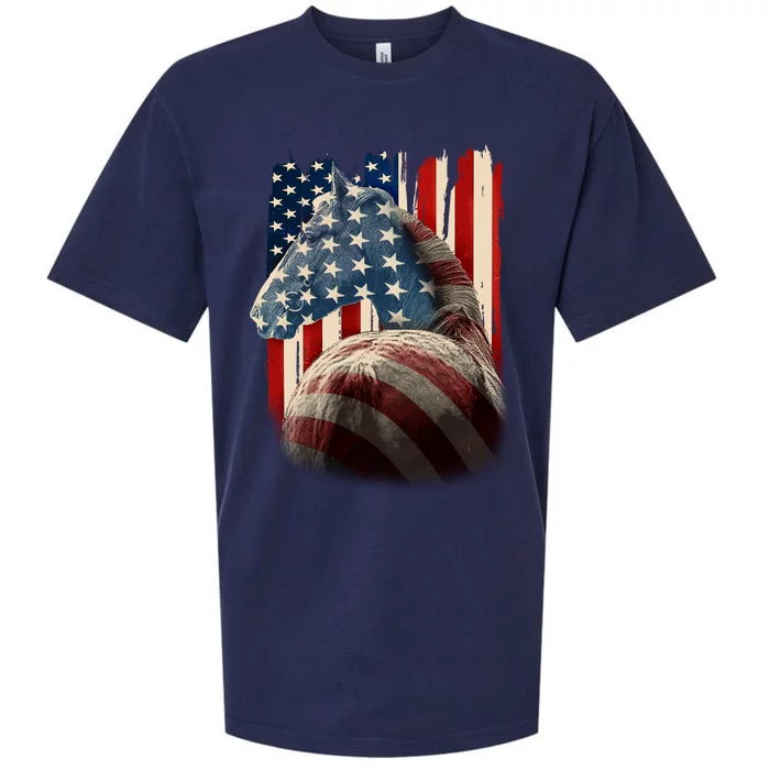 Vintage USA American Flag Horse Sueded Cloud Jersey T-Shirt