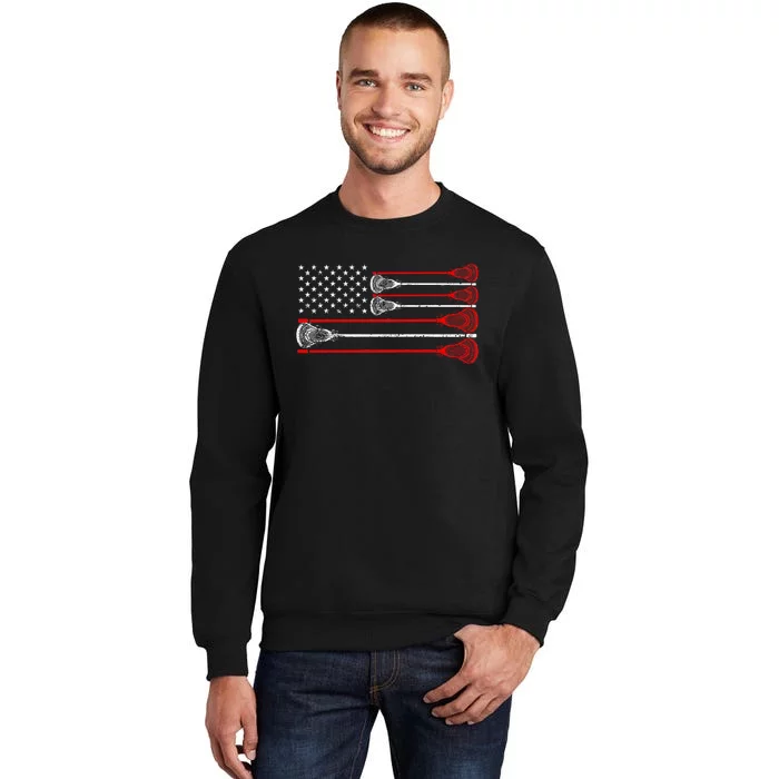 Vintage Usa American Flag Lacrosse Player Lover Sweatshirt