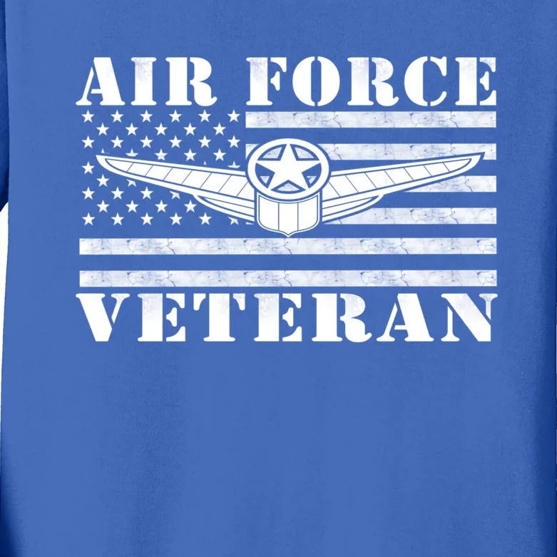 Veteran Us Air Force Gift American Flag Veterans Top Cool Gift Kids Long Sleeve Shirt