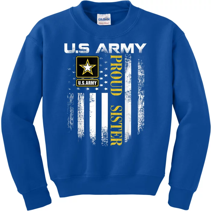 Vintage U.s. Army Proud Sister With American Flag Kids Sweatshirt