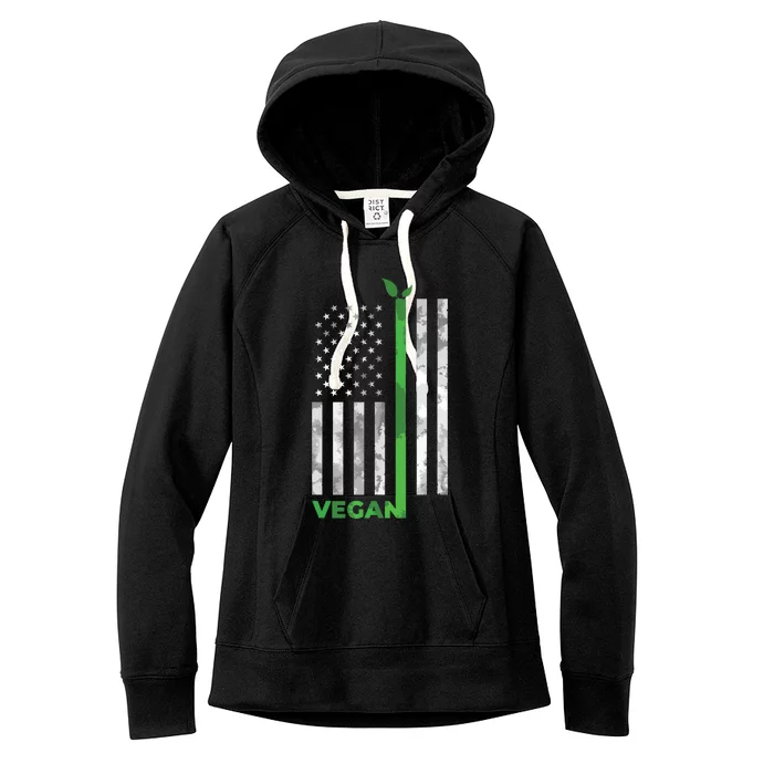 Vegan Usa American Flag Vegetarian Farming Women's Fleece Hoodie