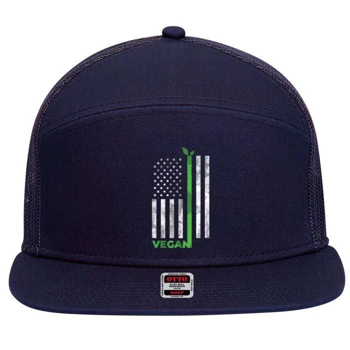 Vegan Usa American Flag Vegetarian Farming 7 Panel Mesh Trucker Snapback Hat