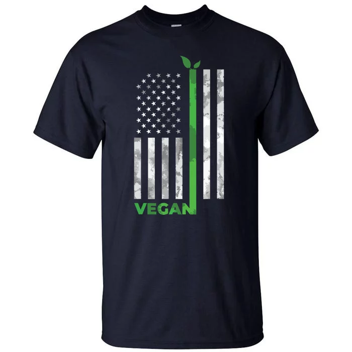 Vegan Usa American Flag Vegetarian Farming Tall T-Shirt