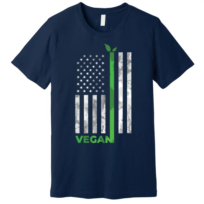 Vegan Usa American Flag Vegetarian Farming Premium T-Shirt