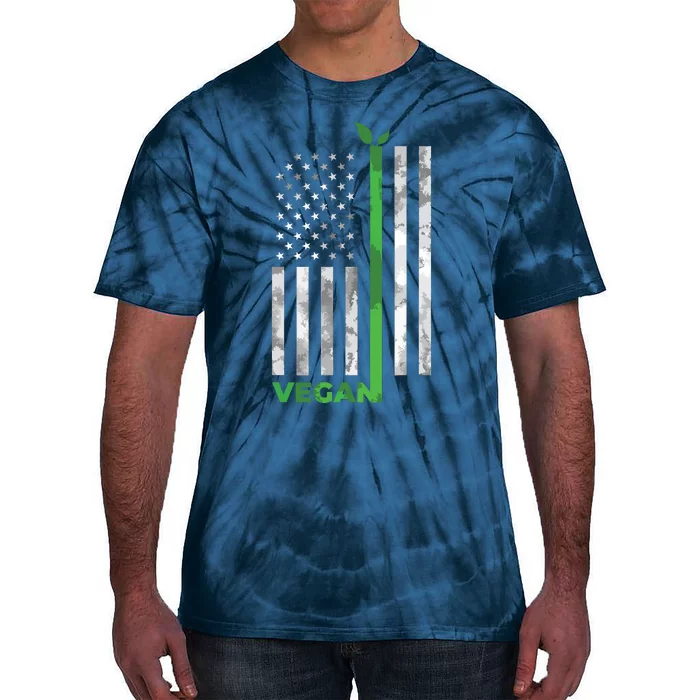 Vegan Usa American Flag Vegetarian Farming Tie-Dye T-Shirt