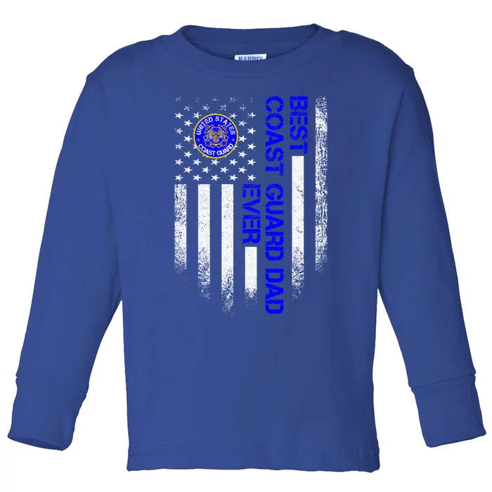 Vintage Usa American Flag Best Coast Guard Veteran Dad Ever Meaningful Gift Toddler Long Sleeve Shirt