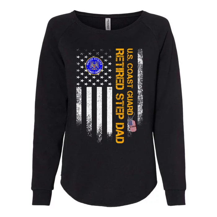 Vintage Usa American Flag Coast Guard Proud Retired Step Dad Great Gift Womens California Wash Sweatshirt